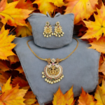 Premium Quality Necklace With Goddess Lakshmi And Peacock Designed