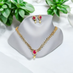 Premium Quality Necklace And Earrings With Red And White Stones